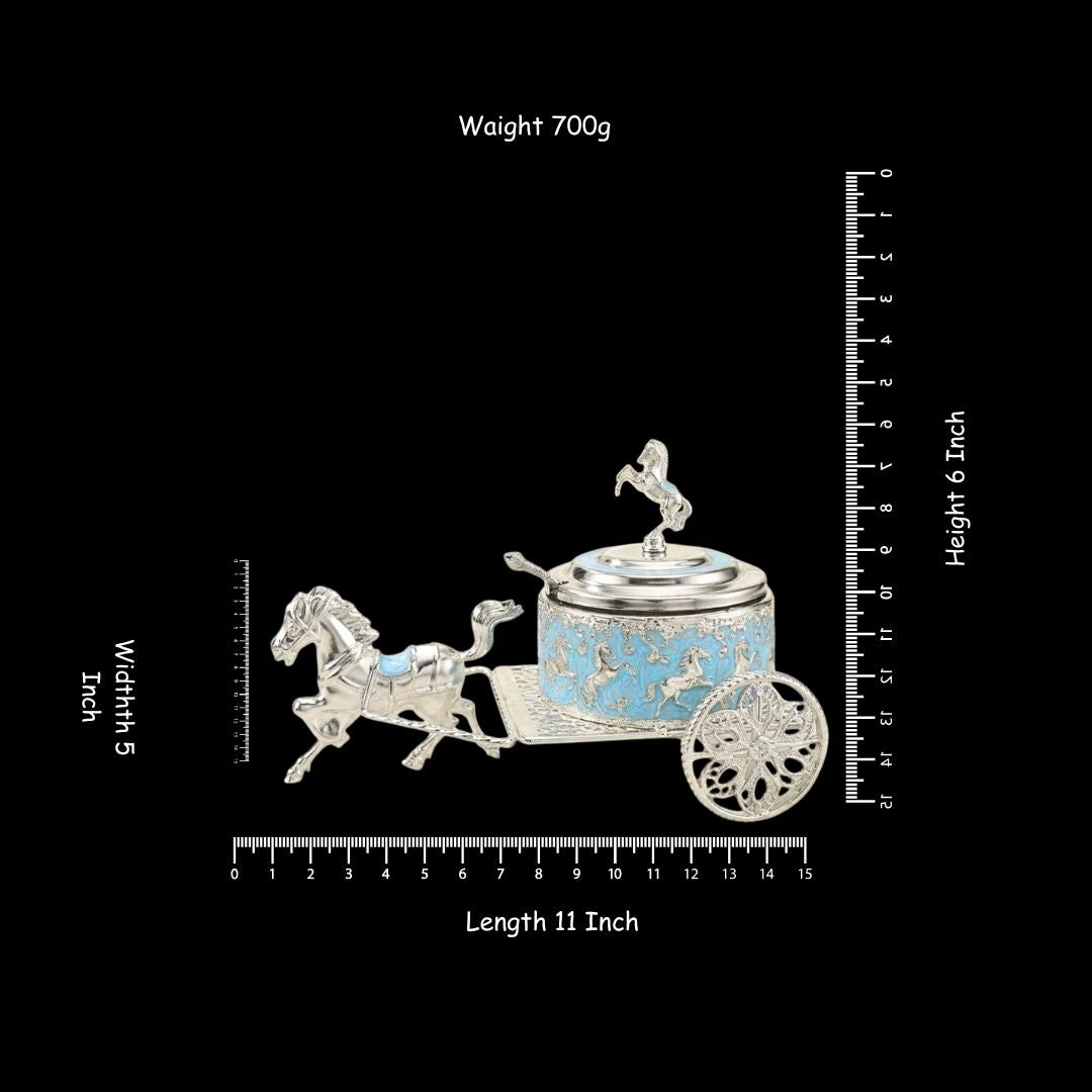 Luxury Horse Cart Dry Fruit Bowl| Silver Plated Decorative Dry Fruit Holder