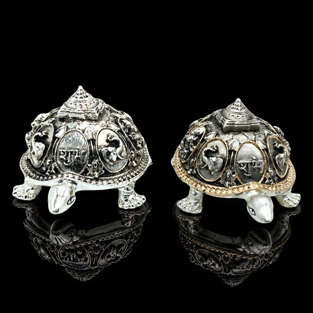 Gold Silver-Plated Kamdhenu Vastu Tortoise Showpiece