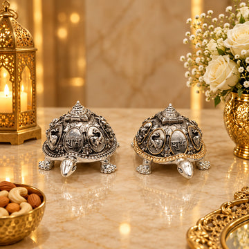 Gold Silver-Plated Kamdhenu Vastu Tortoise Showpiece