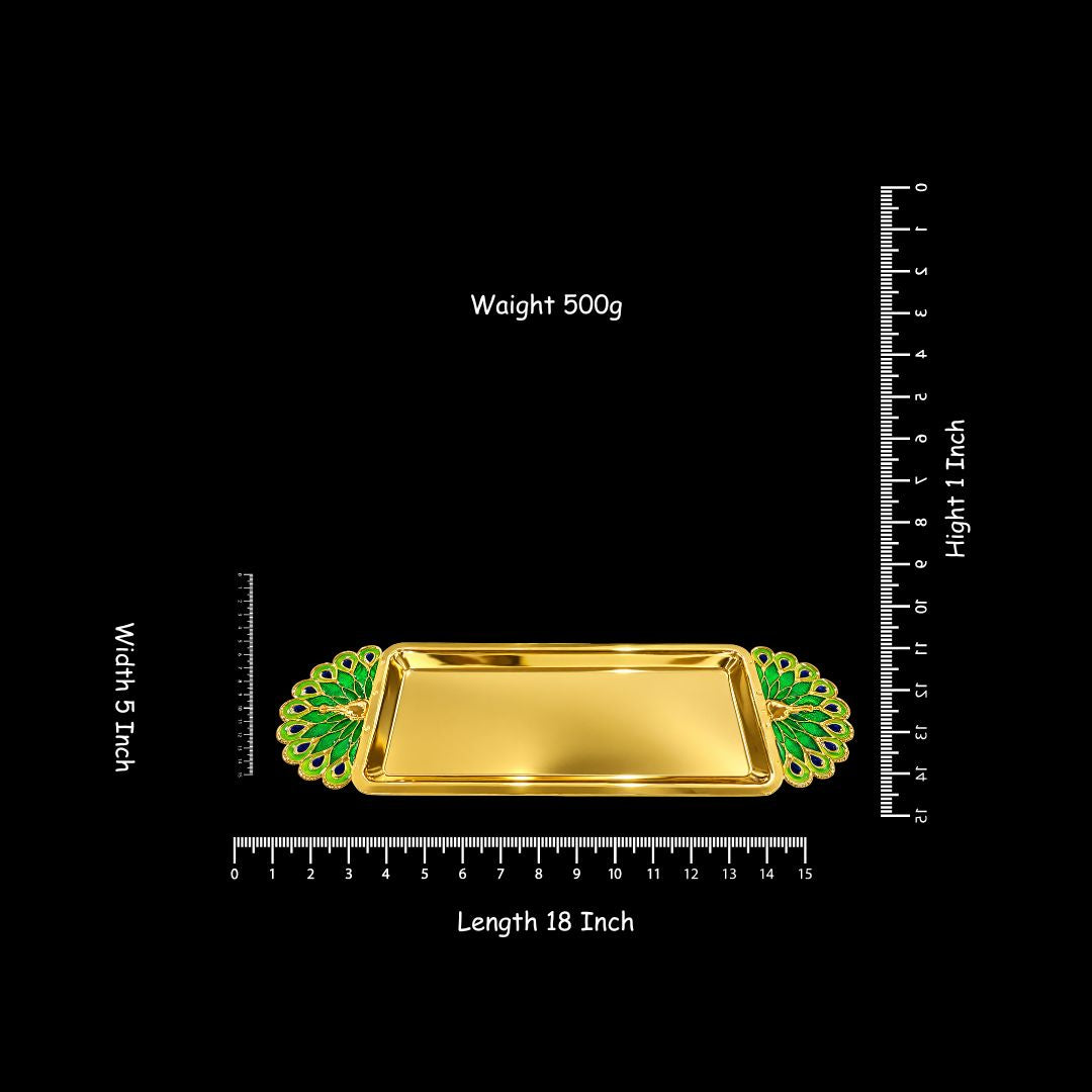 Premium Golden Peacock Decorative Tray with Alligator Leather Box | Luxury Home Decor & Gift Set