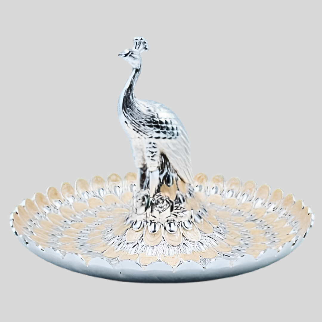 Peacock Serving platter | 1 Section Dry Fruit Tray | Decorative Candy Dish | Luxury Peacock Centerpiece | Wedding Gift | Home Decor Platter