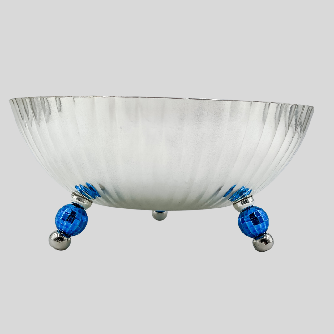 Decorative Silver Fruit Bowl with Floral Design | Metal Serving Basket | Flower Candy Holder | Dry Fruit Tray | Luxury Table Centerpiece Gifts