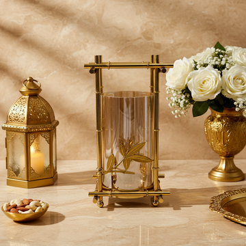 Modern  Decorative Candle Holder with Crystal Accent | Luxury Tabletop Candle Stand | Elegant Home Decor Centerpiece | Living Room & Dining Table Decoration