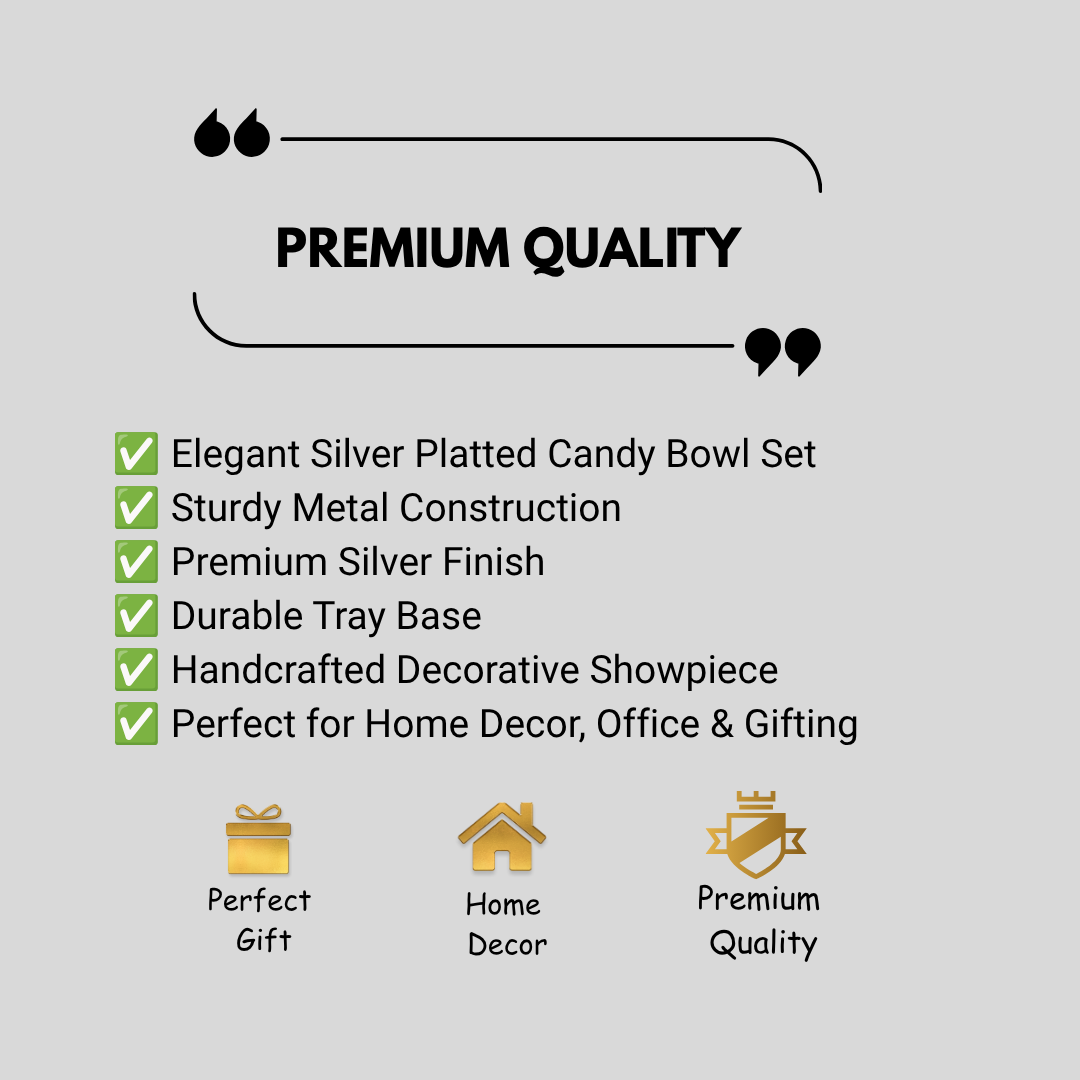 Luxury Silver Plated Double Dry Fruit Serving Bowl with Tray & Lids | Decorative Candy & Nut Container | Wedding, Diwali & Housewarming Gift | 38 × 22 × 13 cm