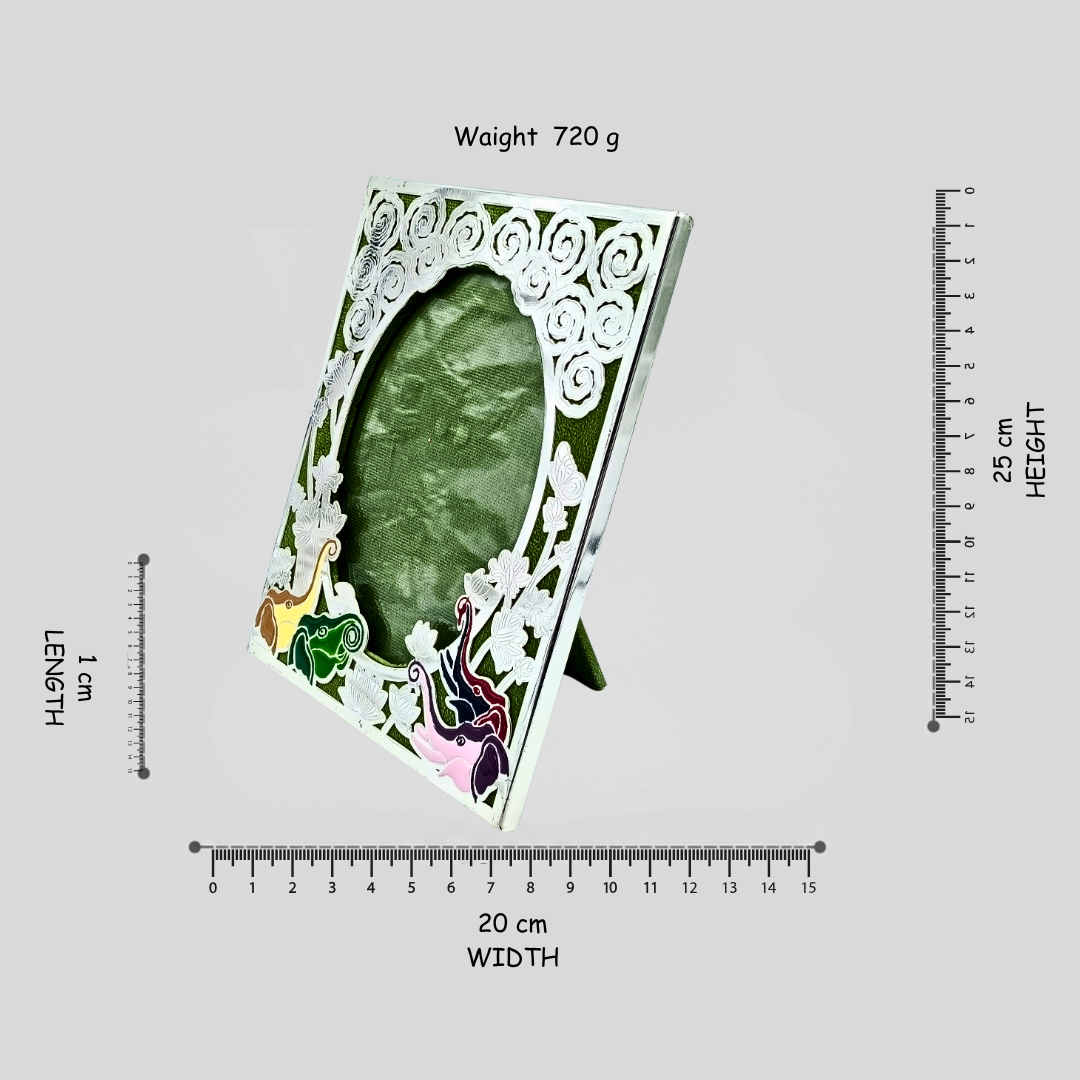 Luxury Silver Plated Floral & Animal Photo Frame | Elegant Home Décor & Premium Gift Item