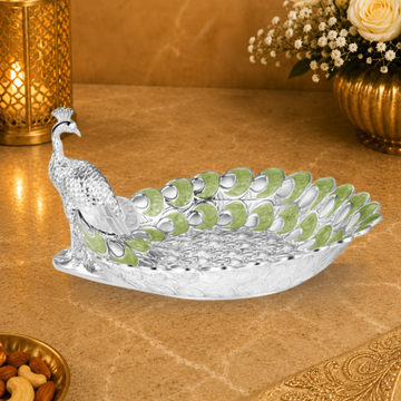 Peacock Serving platter | 1 Section Dry Fruit Tray | Decorative Candy Dish | Luxury Peacock Centerpiece | Wedding Gift | Home Decor Platter