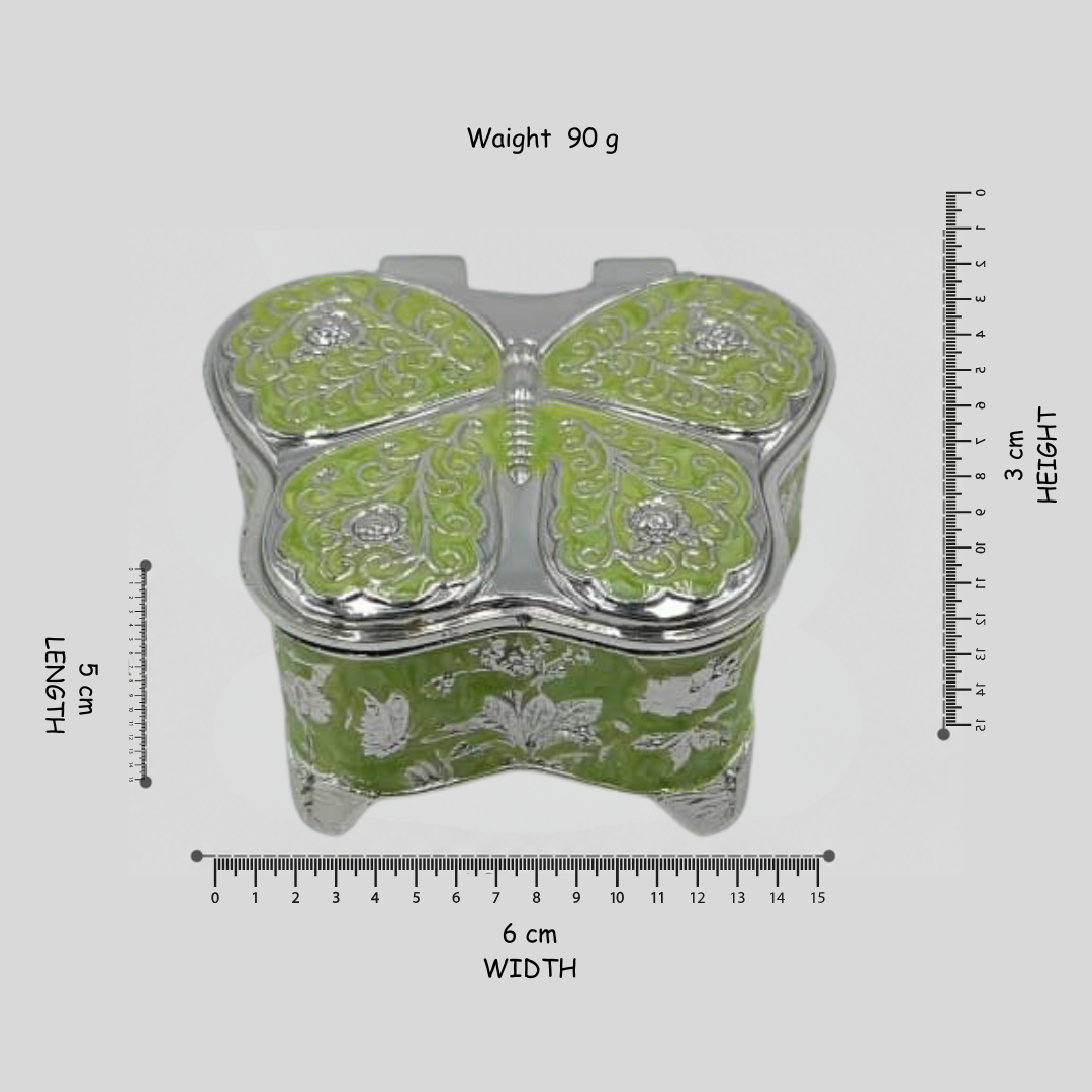 Butterfly Jewelry Box Scroll Pattern Floral Butterfly Jewelry Box Four Feet Keepsake Case Decorative, Green|Home