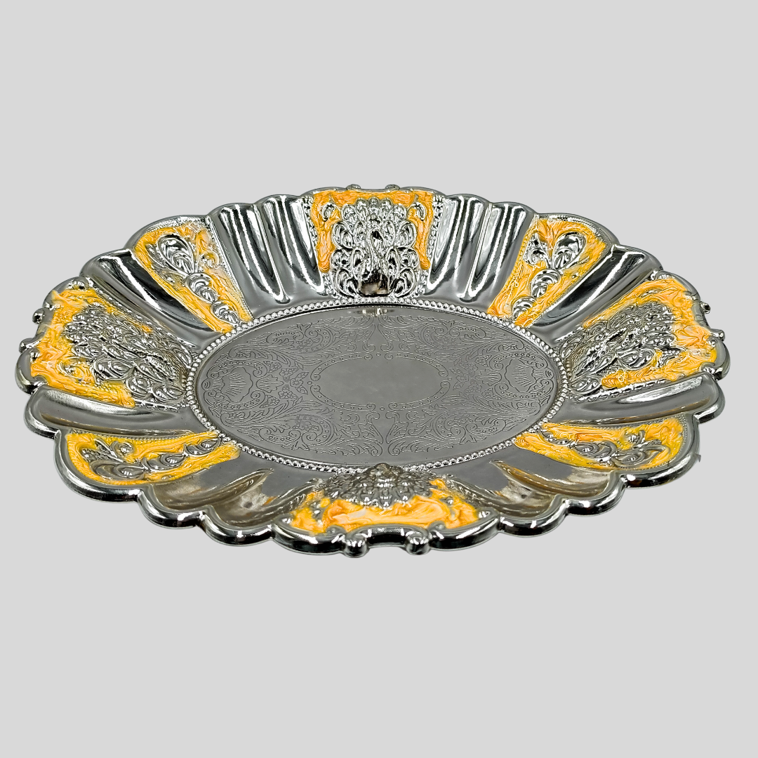 Serving platter | 1 Section Dry Fruit Tray | Decorative Candy Dish | Luxury Peacock Centerpiece | Wedding Gift | Home Decor Platter