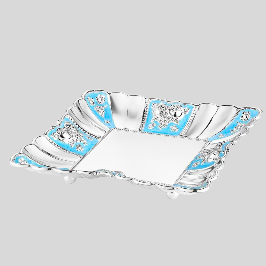 Square Enamel Tray Serving platter | 1 Section Dry Fruit Tray | Decorative Candy Dish
