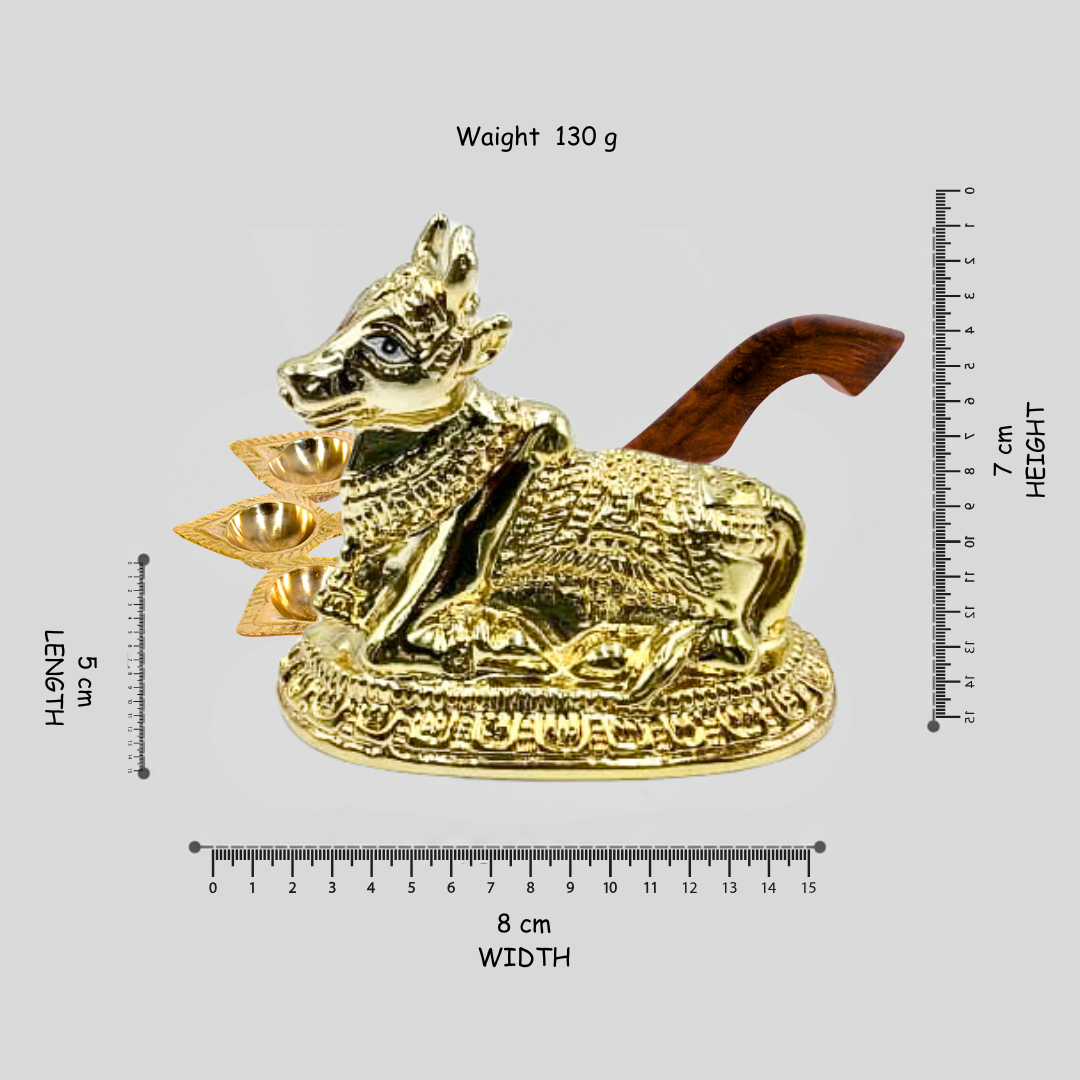 Divaura Sacred Brass Nandi Maharaj Idol for Pooja Room, Temple & Spiritual Gift Decorative Showpiece