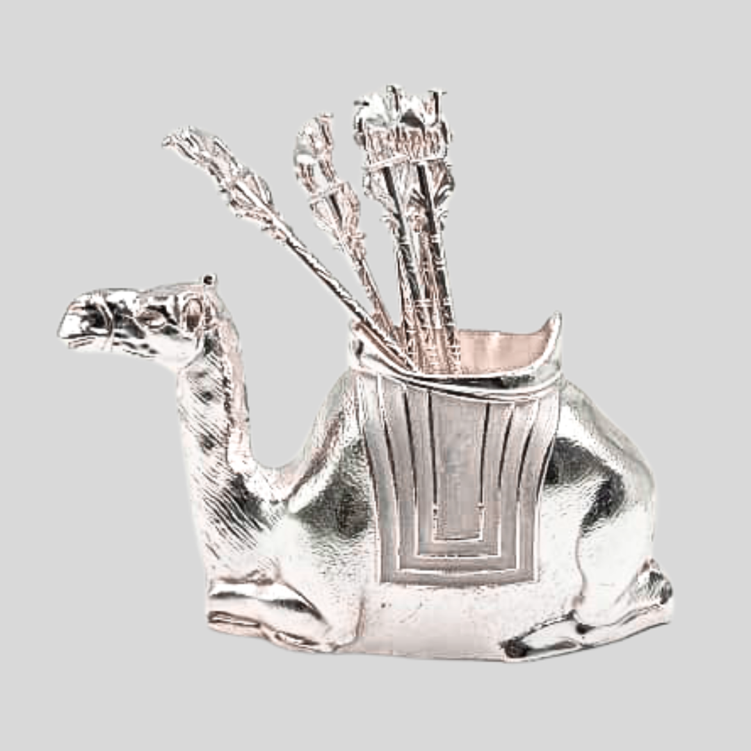 Silver Plated Camel Spoon Holder Set of 12 for Home, Spoon Set for Dining Table