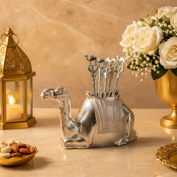 Silver Plated Camel Spoon Holder Set of 12 for Home, Spoon Set for Dining Table