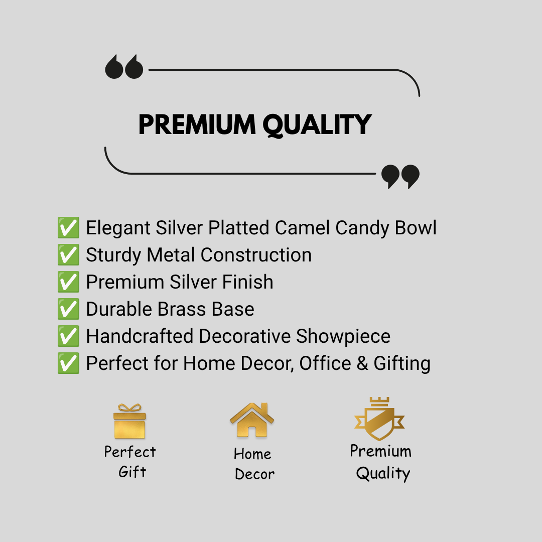 Camel Shape Mouth Freshener Pot with Spoon | Silver Polish Candy Pot for Dining Table, Kitchen and Gift
