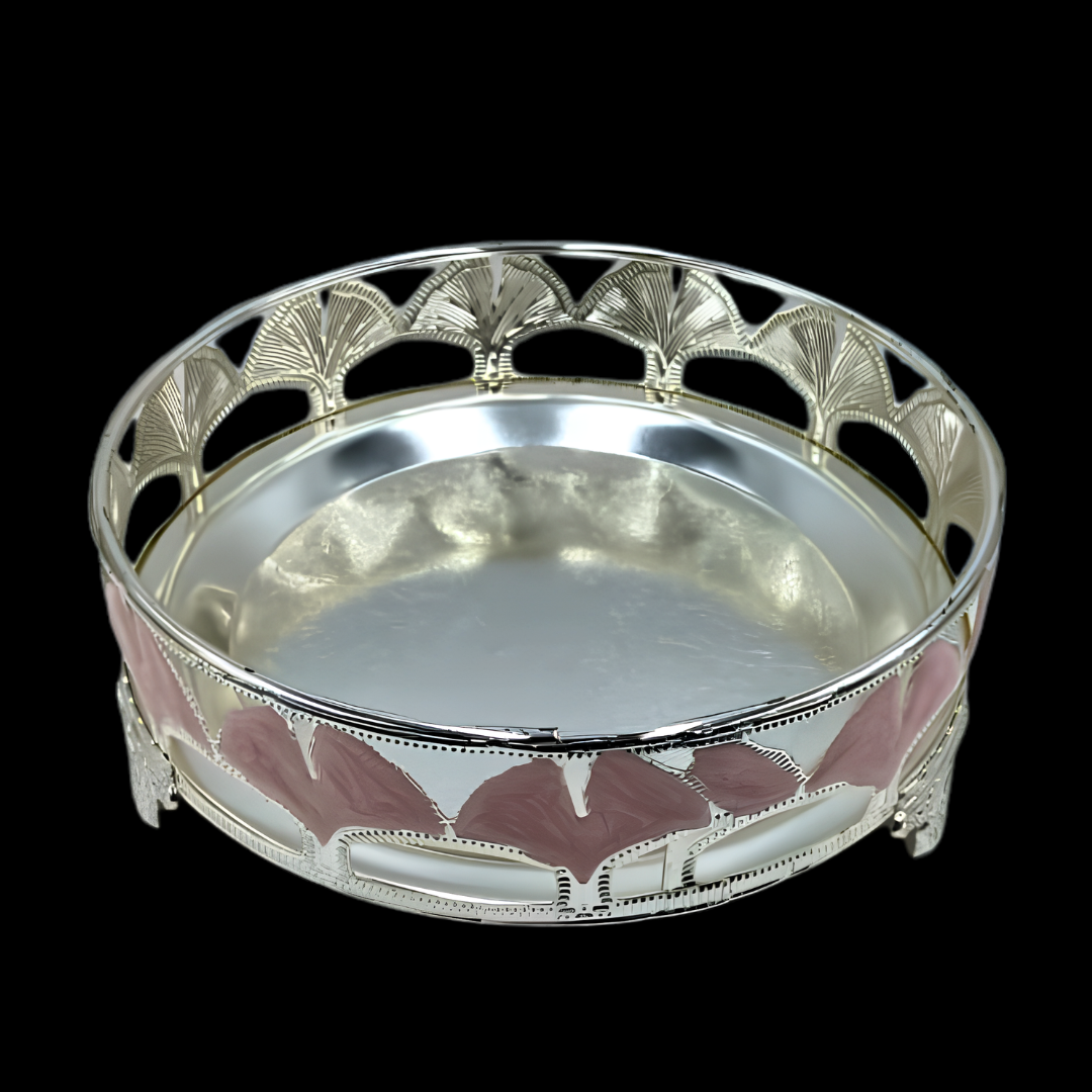 Luxury Silver Plated Round Serving Tray | Decorative Fruit Basket | Dry Fruit Platter | Wedding Centerpiece | Housewarming Gift