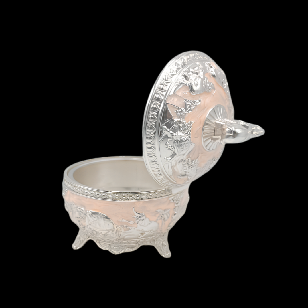 Luxury Silver Plated Elephant Sugar Bowl with Spoon | Decorative Candy Jar with Lid | Dry Fruit Container | Tea Coffee Serving Gift
