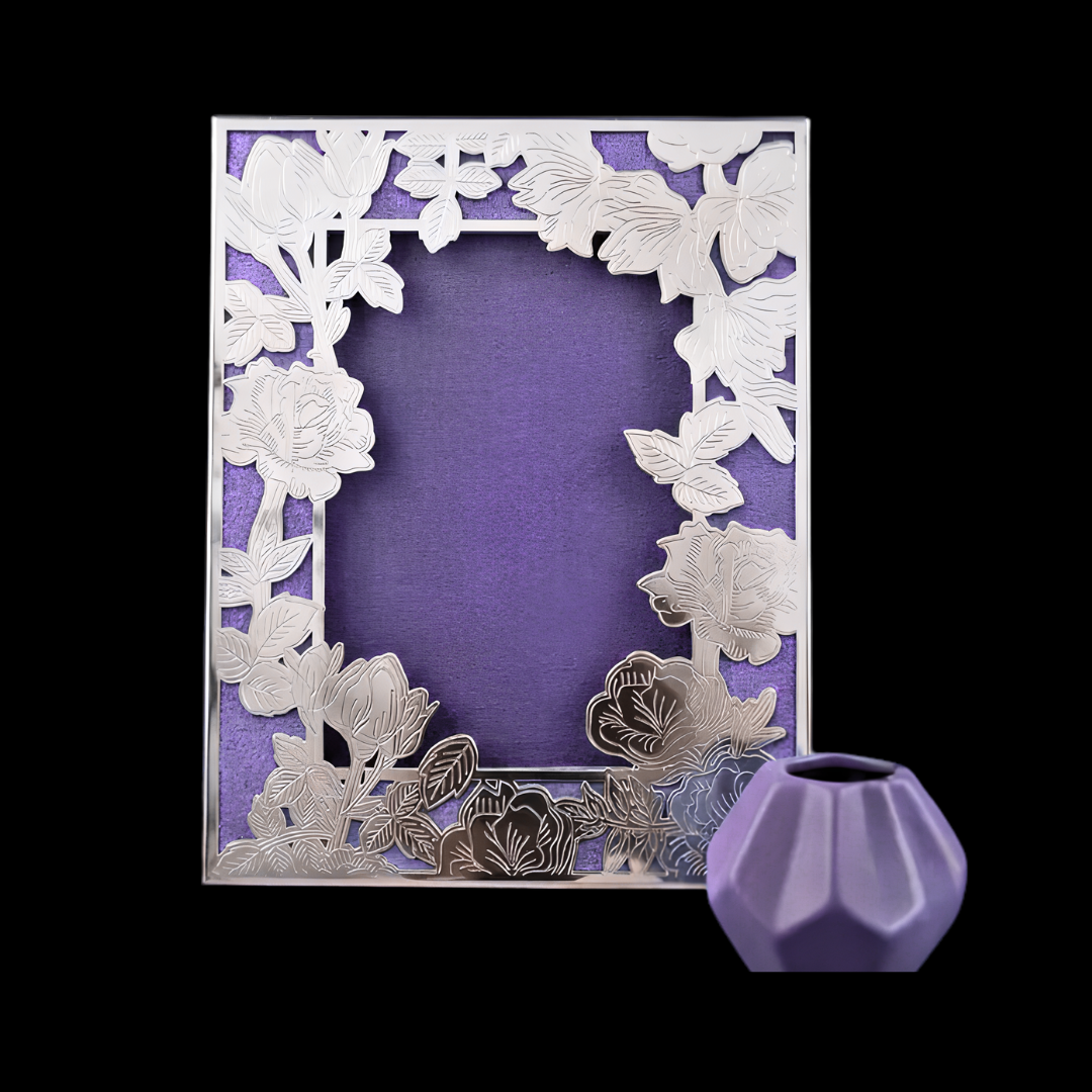 Luxury Silver Plated Floral Photo Frame | Decorative Picture Frame | Wedding Gift | Anniversary Gift | Tabletop Home Decor 4x6 Frame