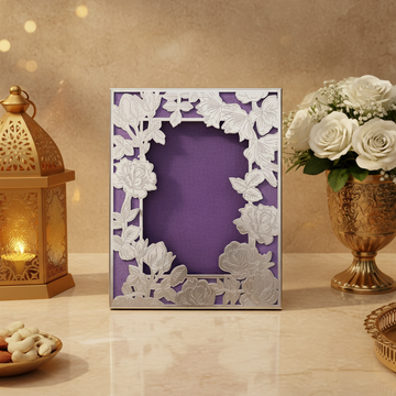 Luxury Silver Plated Floral Photo Frame | Decorative Picture Frame | Wedding Gift | Anniversary Gift | Tabletop Home Decor 4x6 Frame