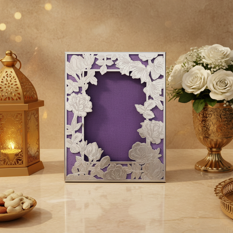 Luxury Silver Plated Floral Photo Frame | Decorative Picture Frame | Wedding Gift | Anniversary Gift | Tabletop Home Decor 4x6 Frame