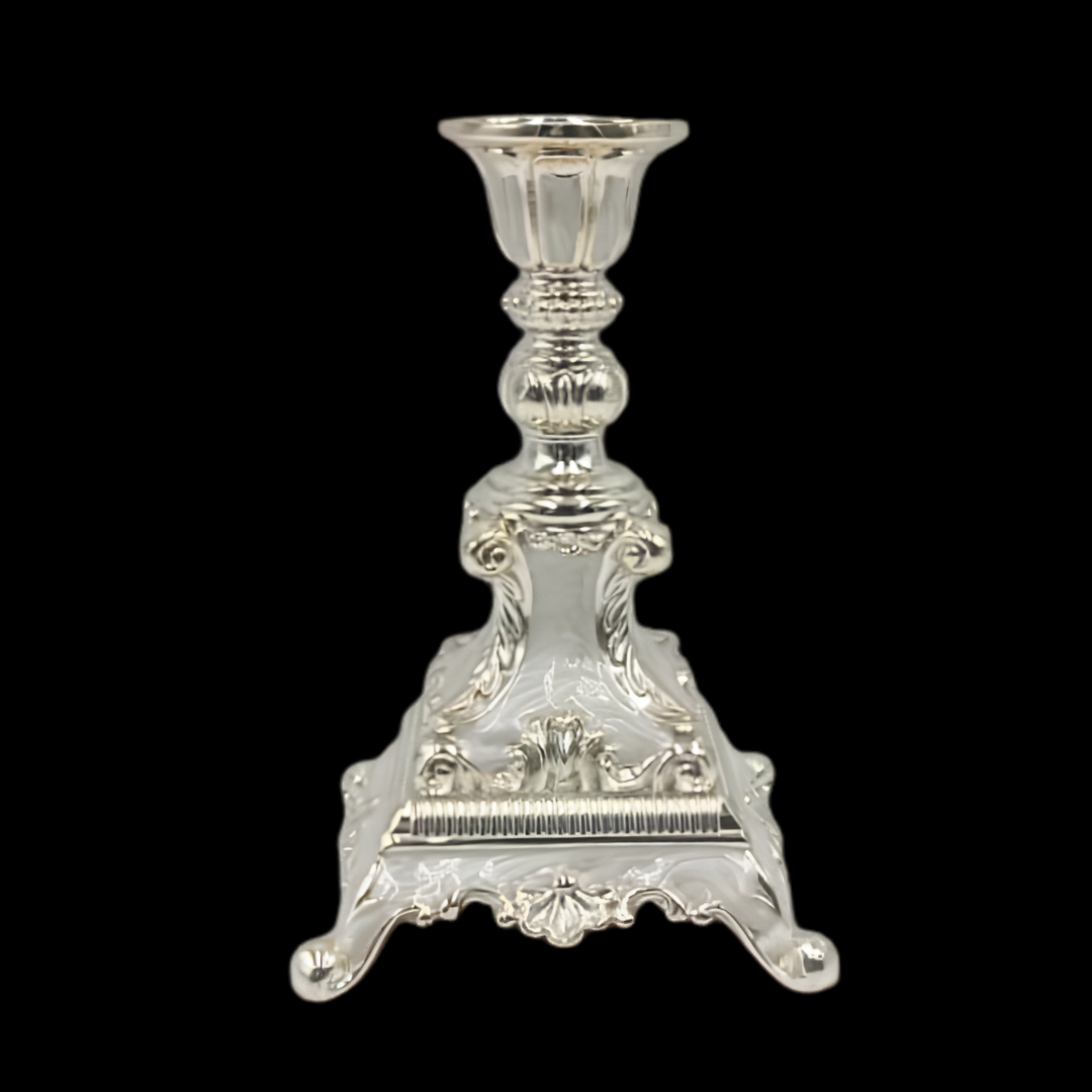 Silver-Plated Enamel Baroque Candle Stand / Home Decor