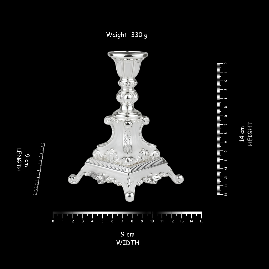 Silver-Plated Enamel Baroque Candle Stand / Home Decor