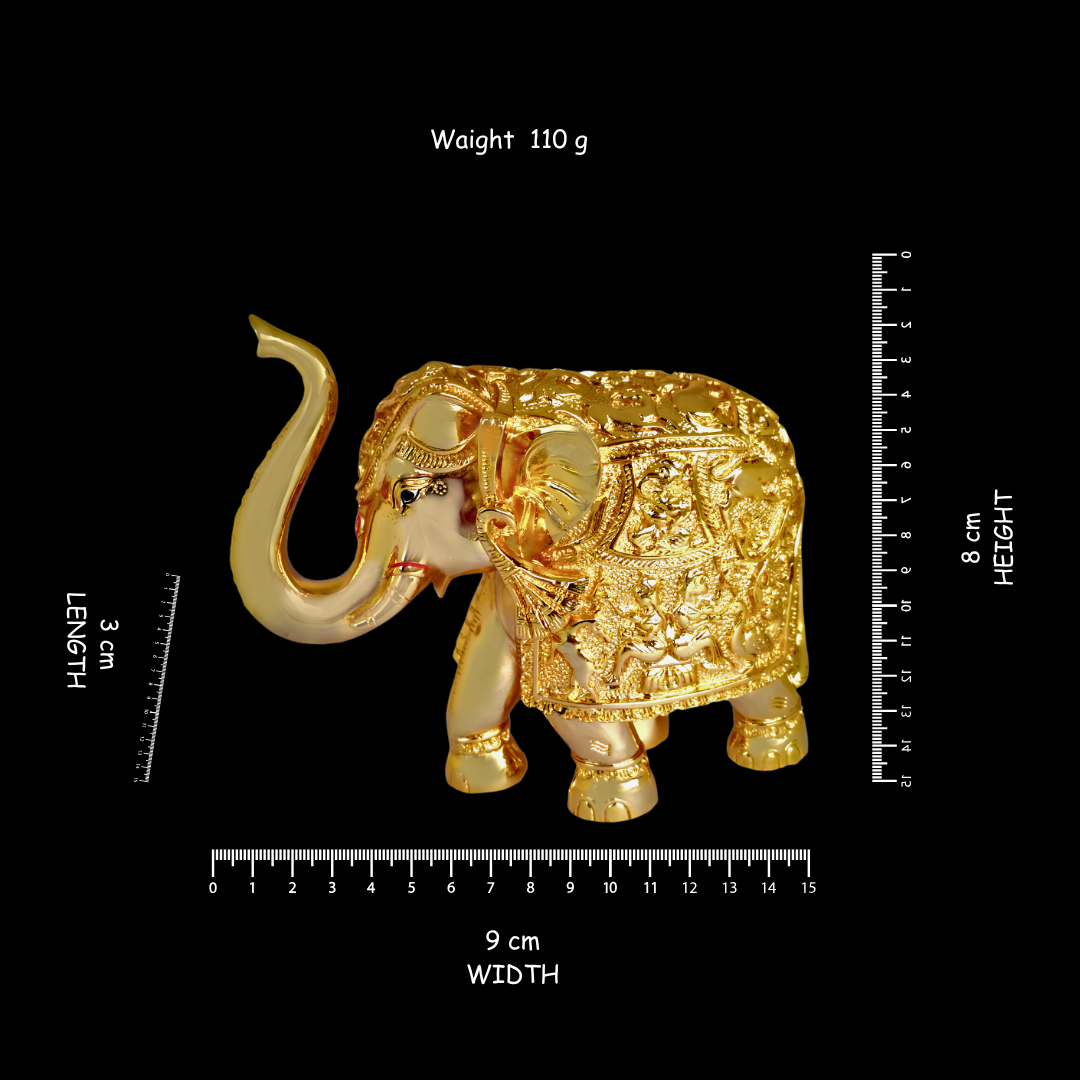 24 K Gold Plated Elephant Statues Ganesh Ji Desig. Small Size Super Elegant Decorative Vaastu Showpiece Home Decor
