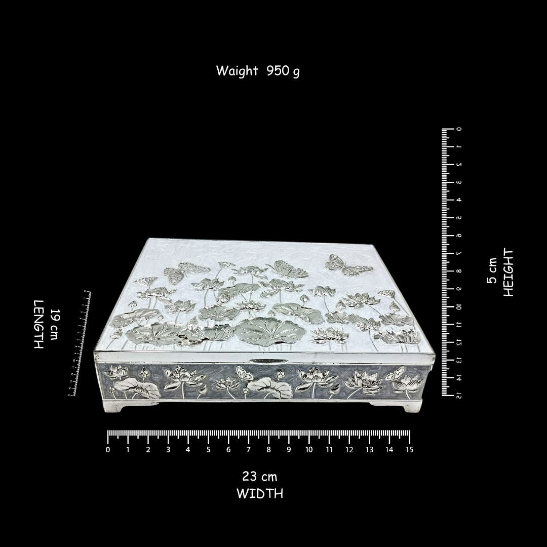 Luxury Silver Plated Dry Fruit Box with Lid | Lotus Floral Decorative Dry Fruit Storage Box | Premium Mithai, Chocolate & Gift Box | Wedding, Diwali & Housewarming Gift