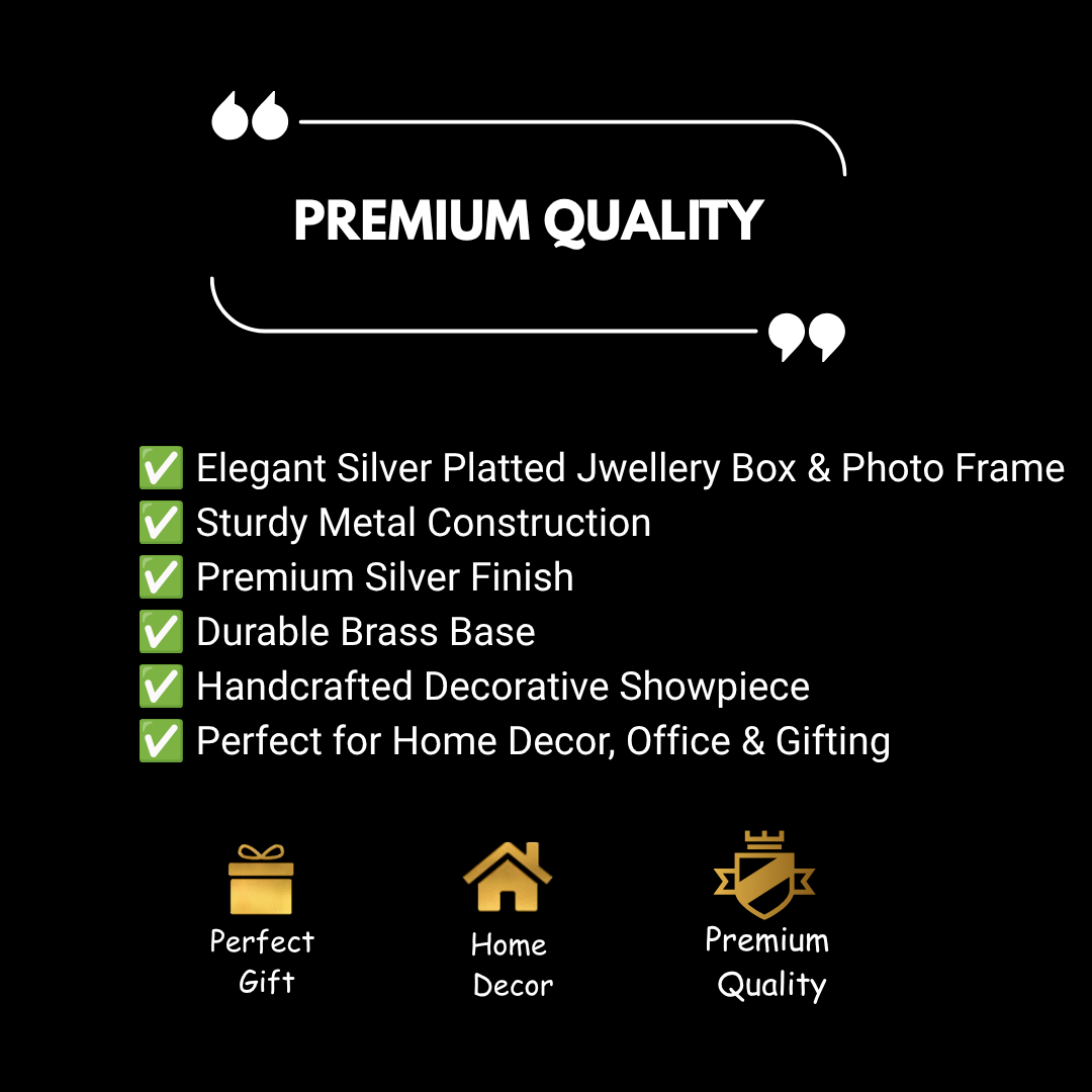 Silver Plated Jewellery Box with Decorative Photo Frame – Premium Keepsake Storage Box  27 × 22 × 7 cm | 1300 g