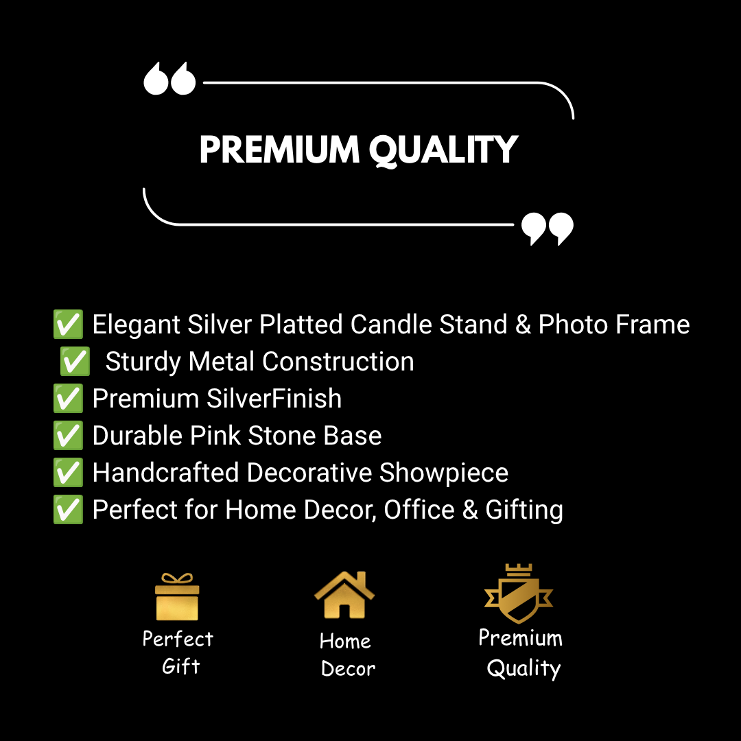 Luxury Silver Plated Photo Frame & Candle Holder Gift Set | 25 × 20 × 30 cm | 1090 g
