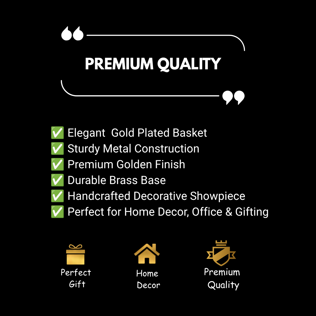 Gold Meena Work Decorative Brass Basket with Handle | 14 x 14 x 6 cm | 120g