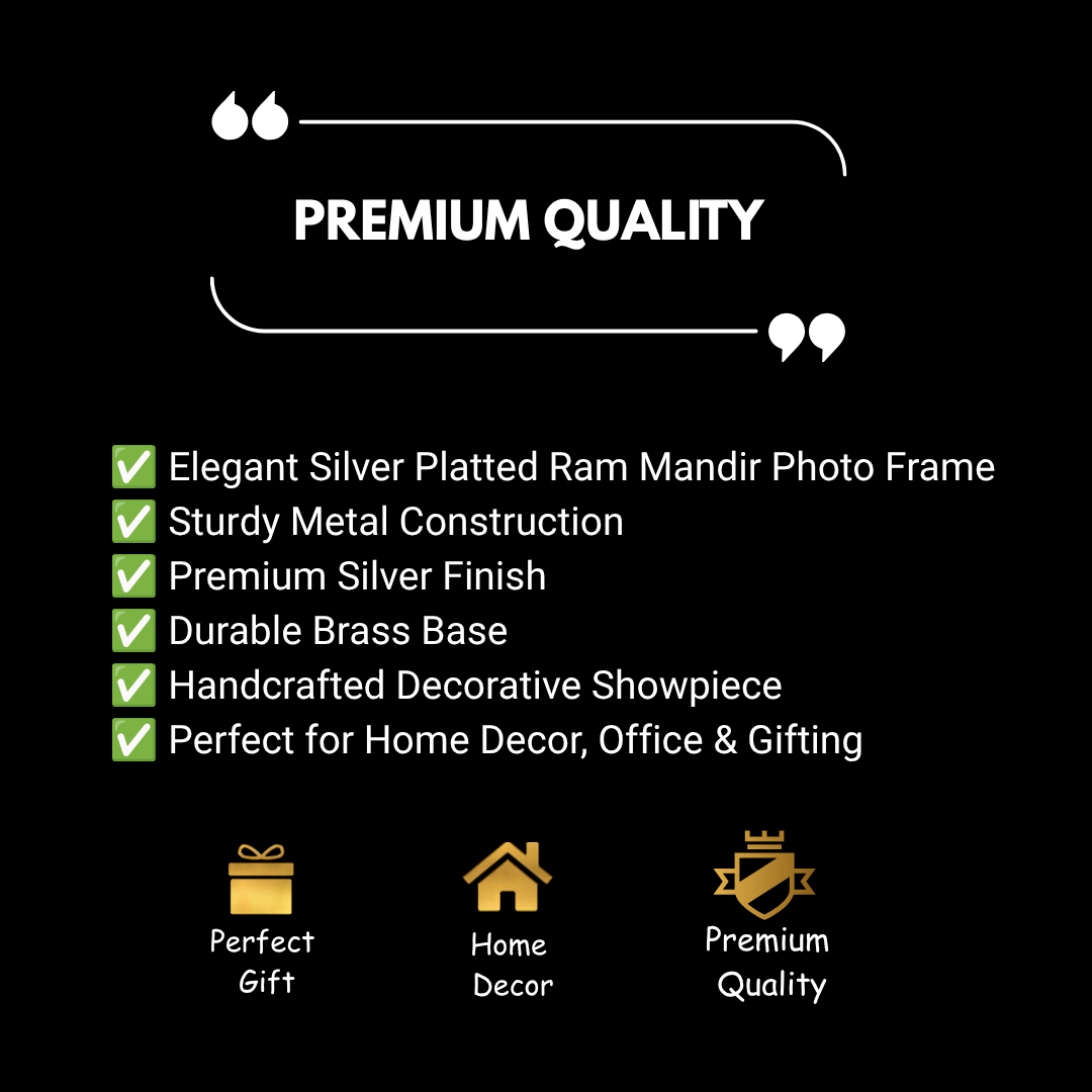 Silver Plated Temple Photo Frame | Premium Ram Mandir Decorative Frame | Luxury Religious Gift | Home & Office Decor | 20×25 cm