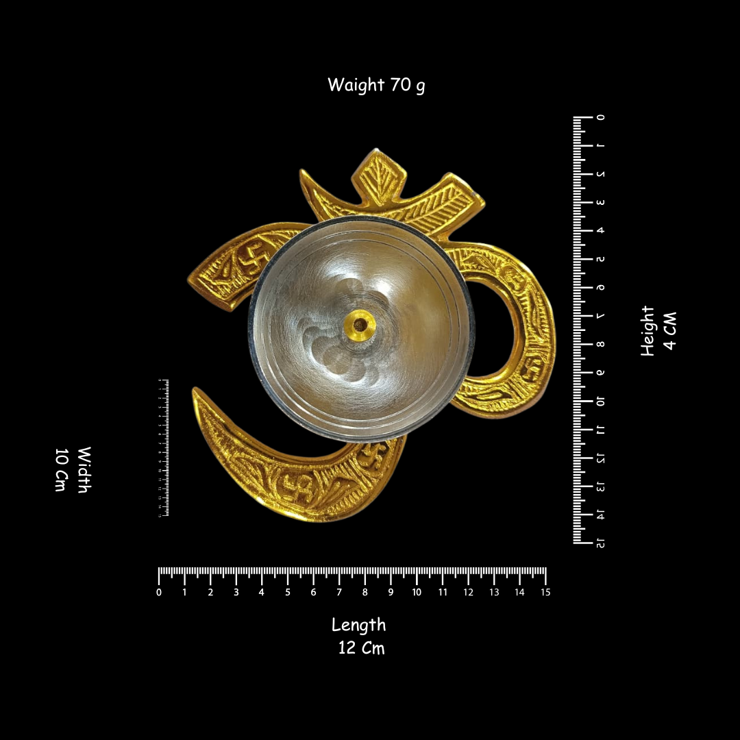 Luxury Om Diya Oil Lamp | Golden Decorative Diya with Traditional Hindu Design | Puja Mandir Decor | Diwali Gift | Indian Home Decor