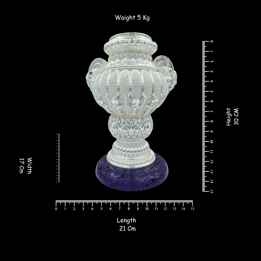 Non-Oxidized 999 Pure Fine Silver Plated  Flower Pot Pair of 2 Purple Stone Base