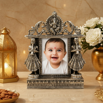 999 Fine Silver Plated Lord Ganesha Photo Frame | Decorative Ganesh Ji Idol Frame | Premium Home & Mandir Decor | Spiritual Gift