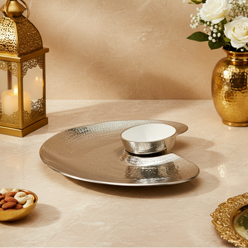 Premium Silver Plated Decorative Tray with Bowl | Elegant Serving Tray & Bowl Set | Traditional Indian Home Decor | Luxury Gift