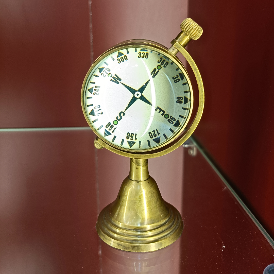 Handmade Vintage Brass Desk Clock & Compass | Antique Maritime Collectible | Executive Study & Office Decor | Museum-Quality Luxury Gift