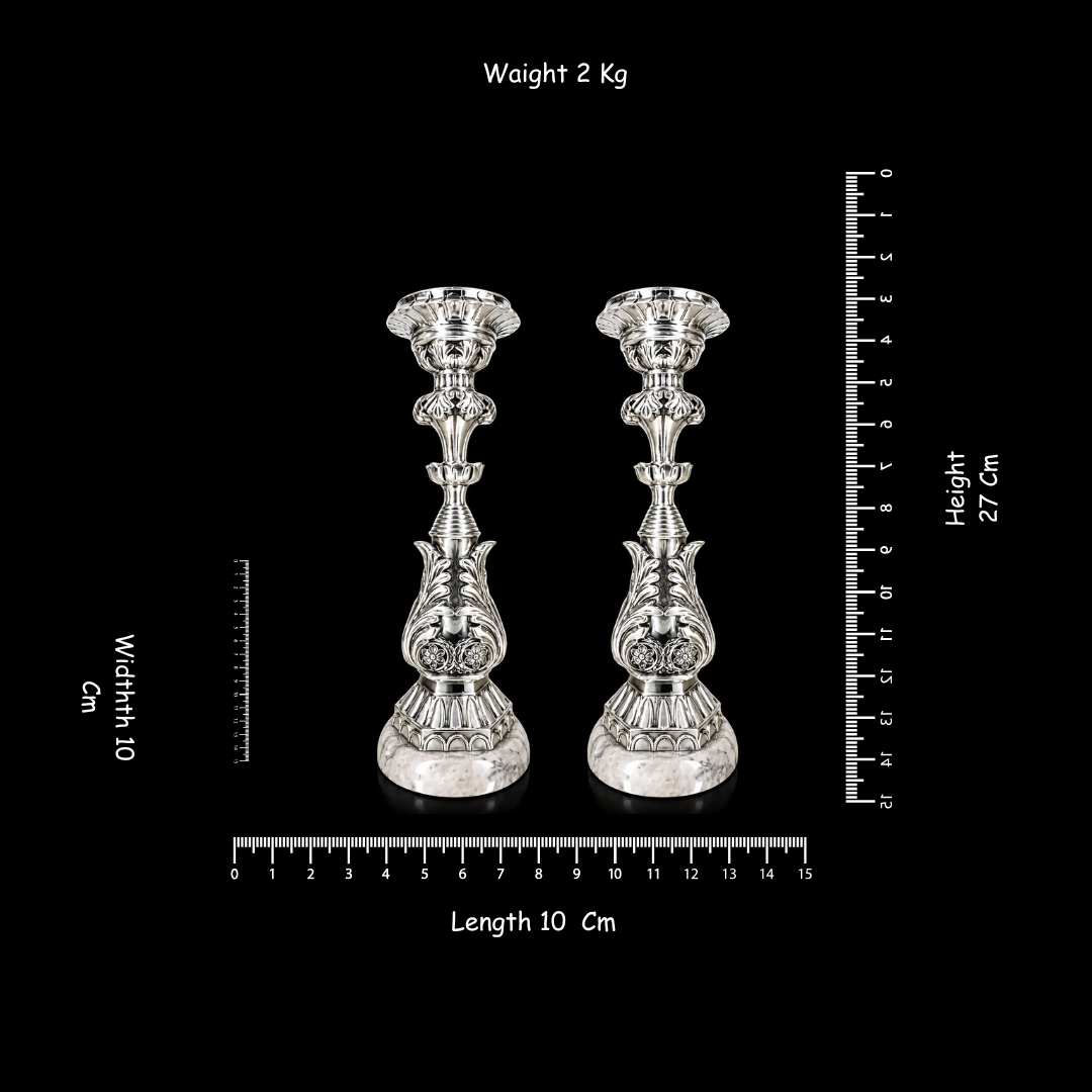 999 Fine Silver Plated Ornate Candle Stand Set of 2 | Decorative Candle Holders | Elegant Home Décor
