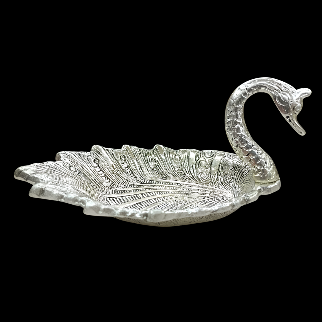 Silver Plated Swan Platter | German Silver Swan Tray | Decorative Bird Platter | Luxury Table Decor | Dry Fruit & Sweet Tray | Gift