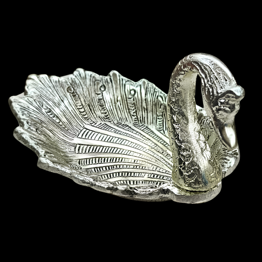 Silver Plated Swan Platter | German Silver Swan Tray | Decorative Bird Platter | Luxury Table Decor | Dry Fruit & Sweet Tray | Gift