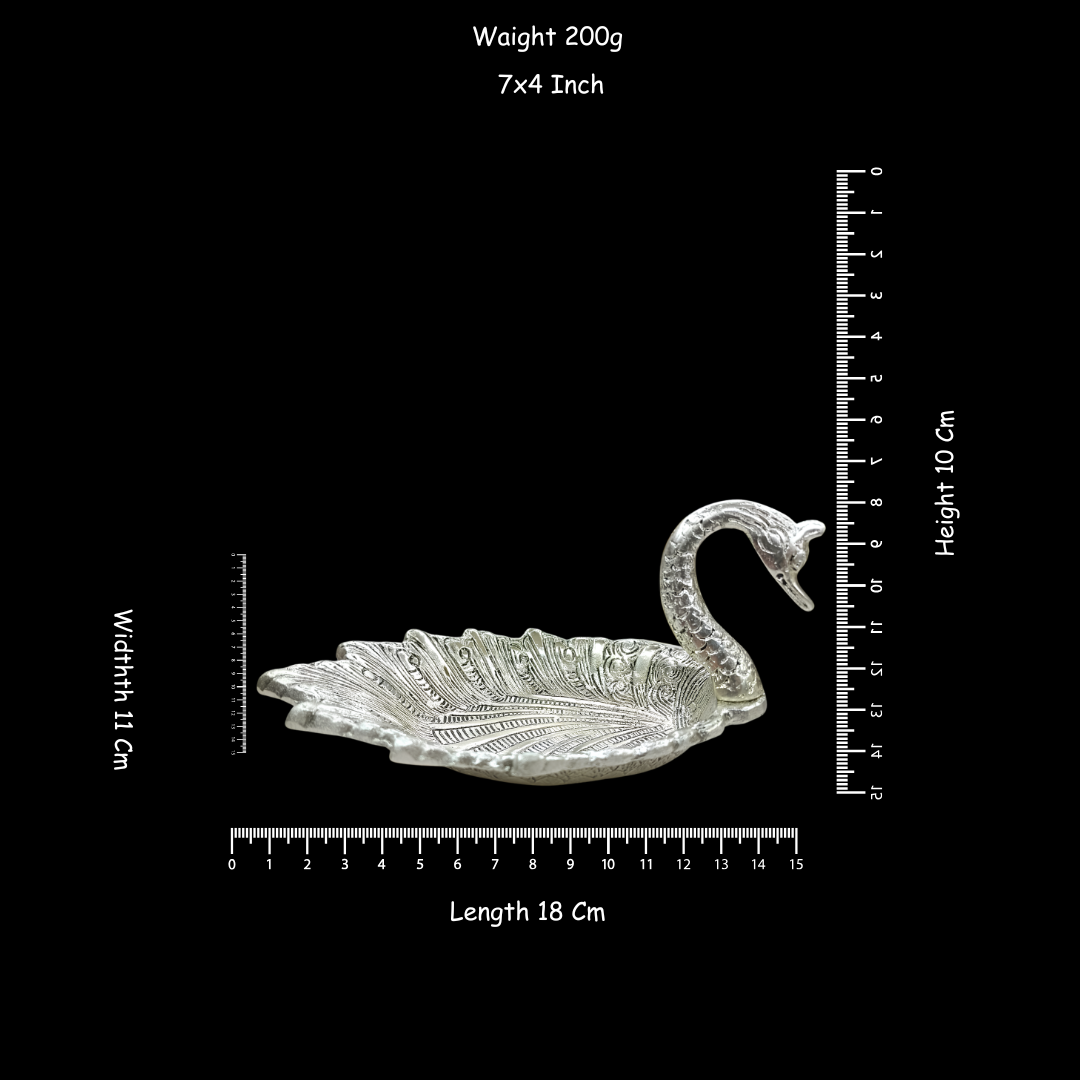 Silver Plated Swan Platter | German Silver Swan Tray | Decorative Bird Platter | Luxury Table Decor | Dry Fruit & Sweet Tray | Gift