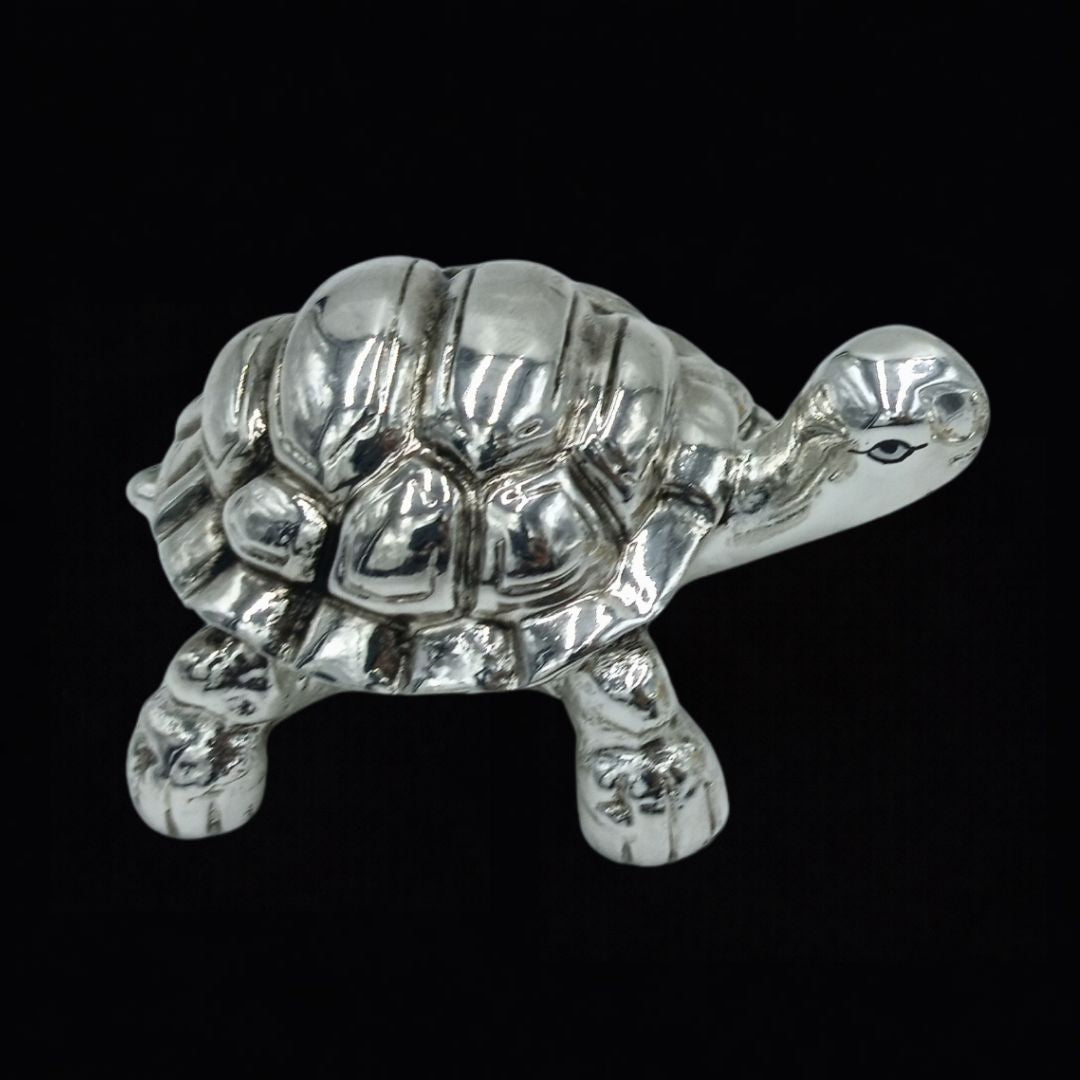 Gold Silver-Plated Vastu Tortoise Showpiece | Lucky Feng Shui Turtle Figurine for Wealth & Good Luck