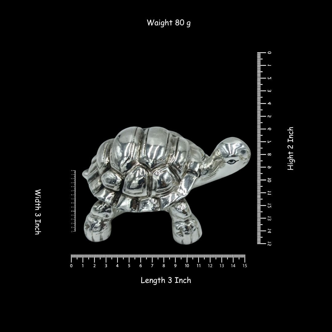 Gold Silver-Plated Vastu Tortoise Showpiece | Lucky Feng Shui Turtle Figurine for Wealth & Good Luck