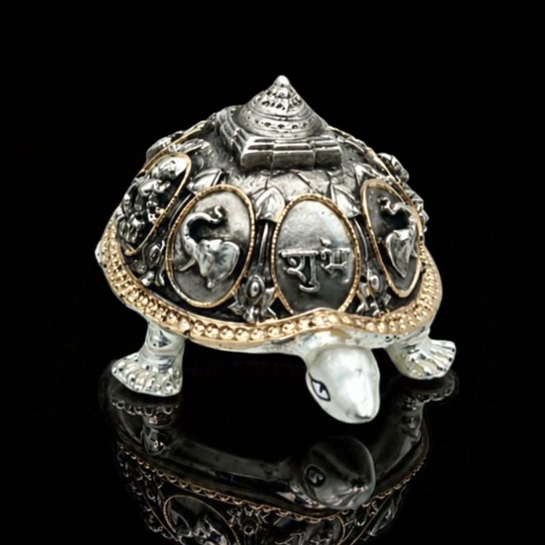 Gold Silver-Plated Kamdhenu Vastu Tortoise Showpiece