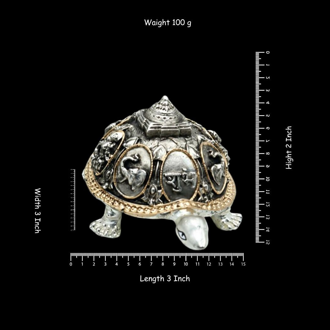 Gold Silver-Plated Kamdhenu Vastu Tortoise Showpiece