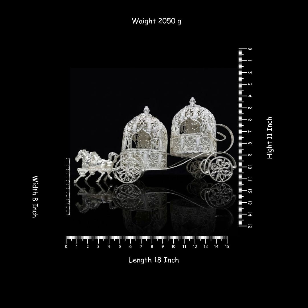 Handcrafted Silver-Plated Royal Horse Carriage Dry Fruit Box & Serving Bowl Set | Luxury Table Decor & Festive Gift