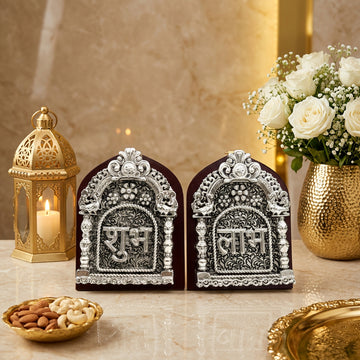 999 Silver Platted Om & Swastik Subh Labh For Vastu