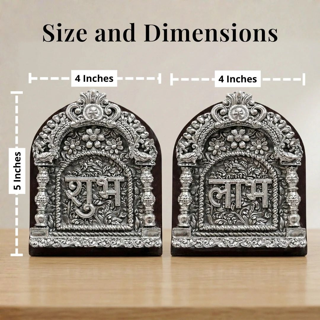 999 Silver Platted Om & Swastik Subh Labh For Vastu