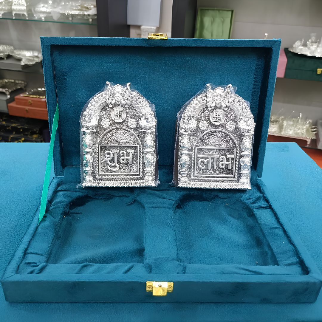 999 Silver Platted Om & Swastik Subh Labh For Vastu