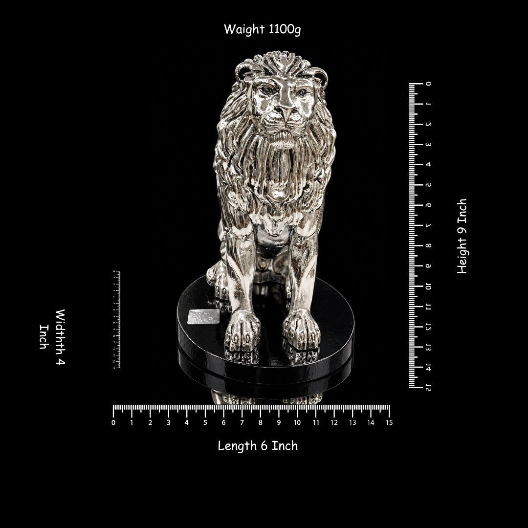 999 Silver Lion Decorative Showpiece – Royal & Elegant Home Décor