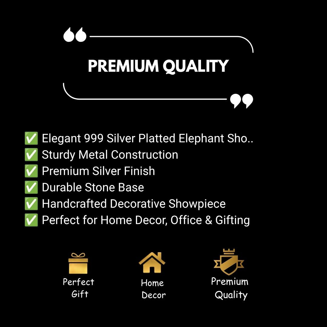 999 Silver Plated Decorative Elephant Statue with Intricate Carving | Luxury Vastu Home Decor & Pooja Showpiece