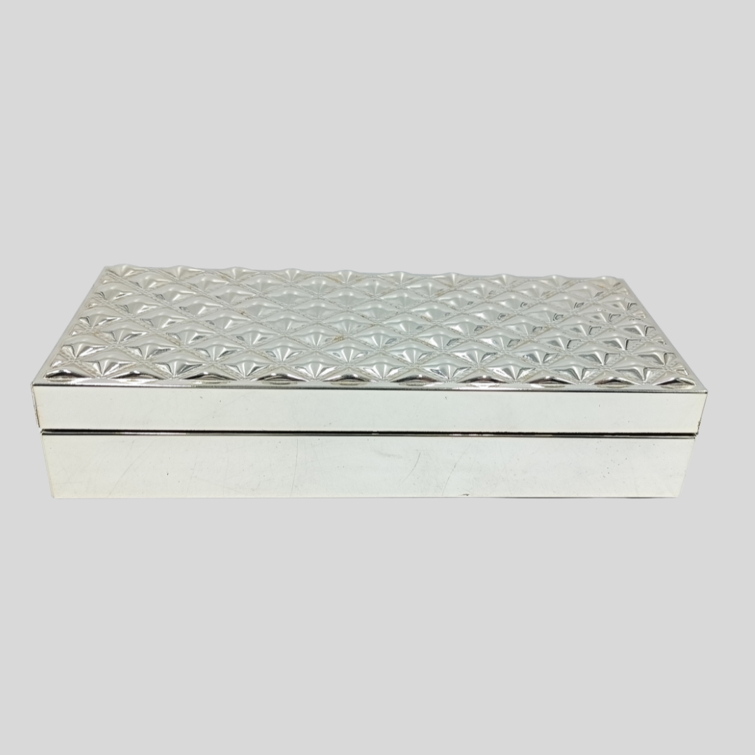 Silver Jewelry Box Decorative Trinket Storage Box | Luxury Home Decor Organizer | Handmade Gift Box